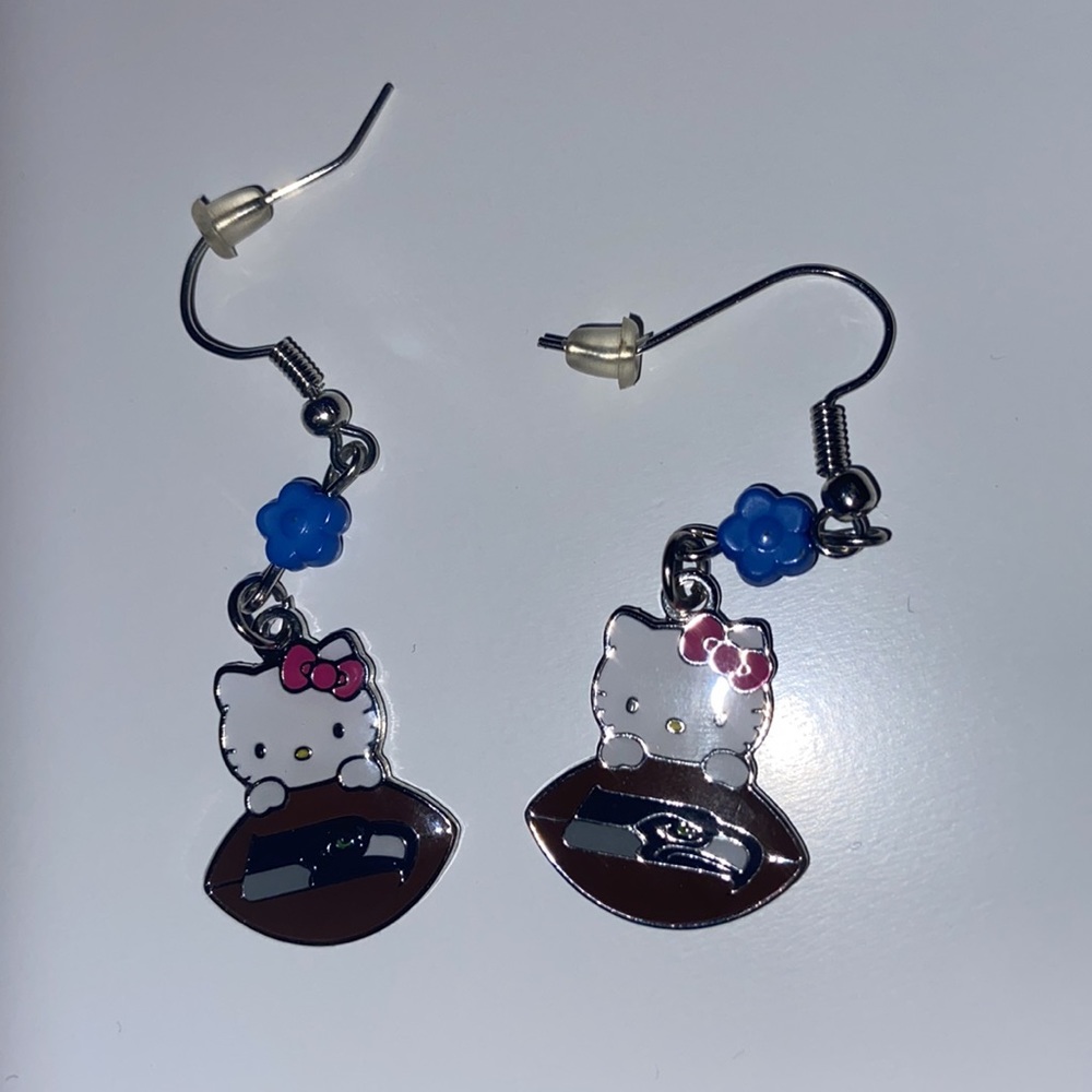 Custom Hello Kitty And Seattle Seahawks Nfl Earrings